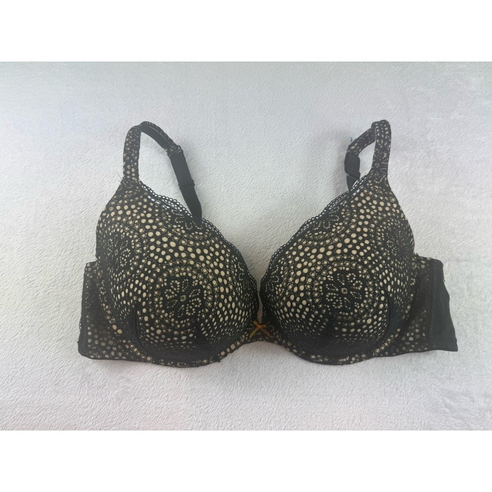Cacique Bra 42 DD Black Lacy Padded Push Up‎ Bra